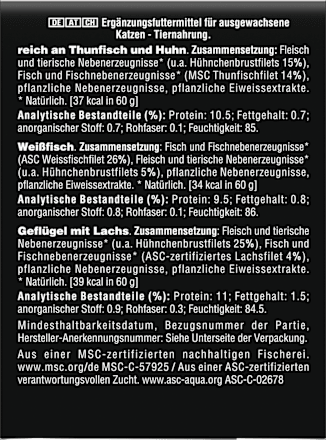 Nassfutter Katze Filets mit Geflügel & Fisch, Multipack (6x60 g) Sheba
