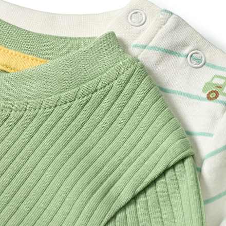 Langarmshirts mit Auto-Muster, grün + weiß, Gr. 86 ALANA