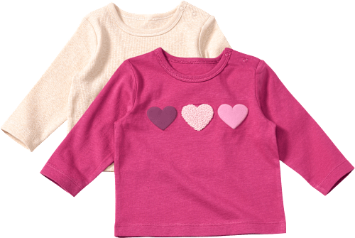Langarmshirt mit Herz-Applikation & Ripp-Struktur, rosa + beige, Gr. 74 ALANA