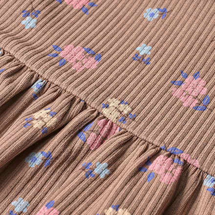 Kleid mit Blumen-Muster & Ripp-Struktur, braun, Gr. 92 ALANA