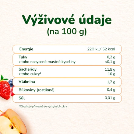 BIO příkrm v sáčku Jablko, jahoda, borůvka, malina Sunar