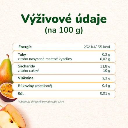 BIO příkrm v sáčku Jablko, hruška, marakuja Sunar