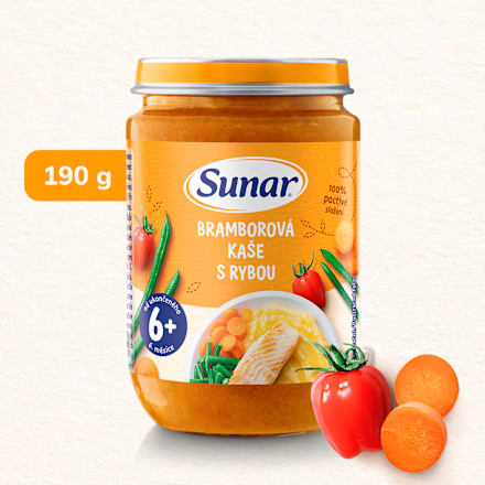 příkrm bramborová kaše s rybou Sunar