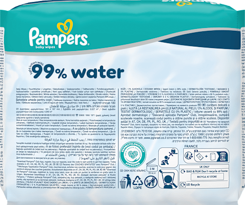 Vlhčené utierky 99% water 3 x 60 Pampers