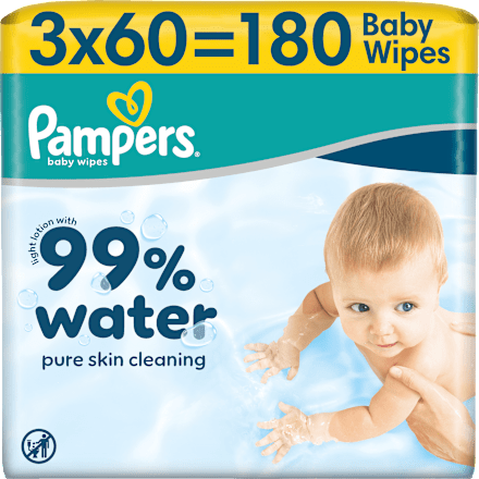 Vlhčené utierky 99% water 3 x 60 Pampers