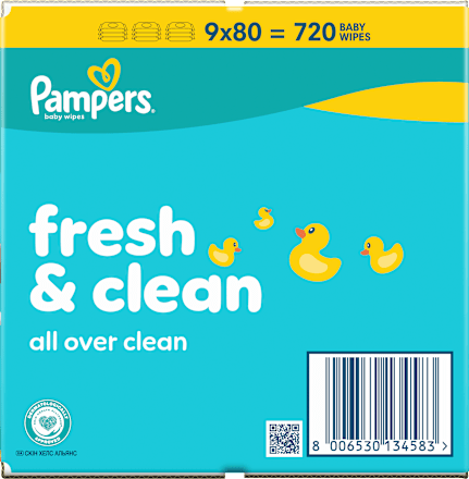 Vlhčené utierky Fresh Clean 9 x 80 Pampers