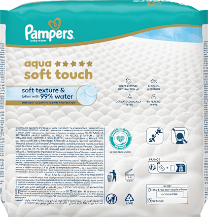 Vlhčené utierky Aqua Soft Touch 3 x 60 Pampers