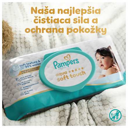 Vlhčené utierky Aqua Soft Touch 3 x 60 Pampers