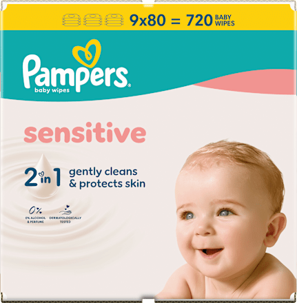 Vlhčené utierky Sensitive 9 x 80 Pampers