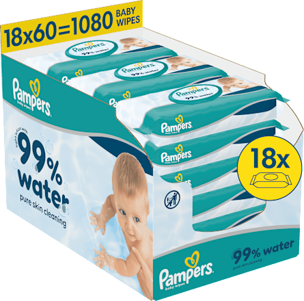 Vlhčené utierky 99 % water 18 x 60 Pampers baby-dry