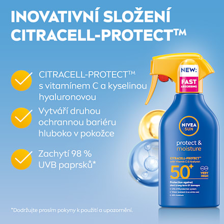sprej na opalování SPF50+ Protect & Moisture NIVEA SUN