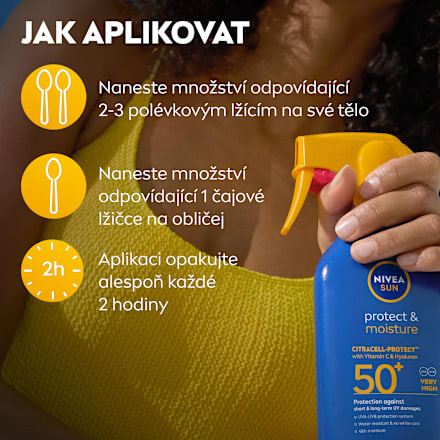 sprej na opalování SPF50+ Protect & Moisture NIVEA SUN