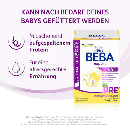 Anfangsmilch Expert HA Pre von Geburt an Nestlé BEBA
