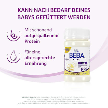 Anfangsmilch Expert HA Pre trinkfertig, von Geburt an, 32x90ml Nestlé BEBA