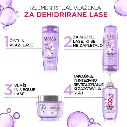 Tekoči balzam za dehidrirane lase Hyaluron Plump Wonder Water L'ORÉAL PARiS ELSEVE