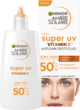 Слънцезащитен флуид за лице Super UV с витамин C*, SPF 50+ GARNIER AMBRE SOLAIRE