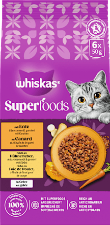 Nassfutter Katze mit Ente & Hühnerleber in Gelee, Multipack (6x50 g) Whiskas