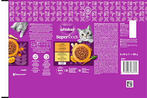 Nassfutter Katze mit Ente & Hühnerleber in Gelee, Multipack (6x50 g) Whiskas