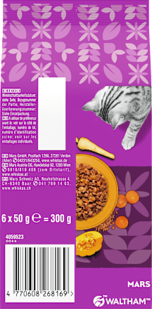 Nassfutter Katze mit Ente & Hühnerleber in Gelee, Multipack (6x50 g) Whiskas