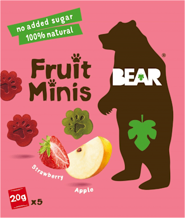 ovocné minis tlapičky s příchutí jahoda a jablko 5x20 g Bear