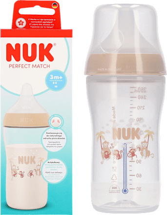 Butelka z miernikiem temperatury 260 ml Perfect Match smoczek 3+ Małpka  NUK