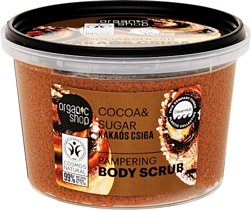 Kényeztető testradír „Kakaós csiga” bio kakaóval és cukorral organic shop