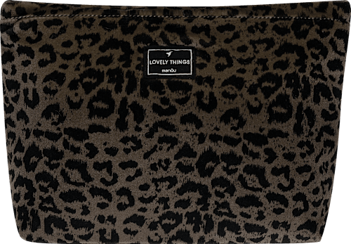 Kulturtasche Leoprint groß braun manòu