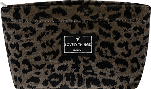 Kulturtasche Leoprint klein braun manòu