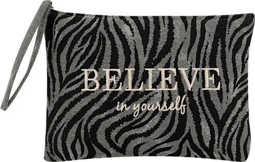 Kosmetiktasche "Believe in yourself" Zebramuster manòu