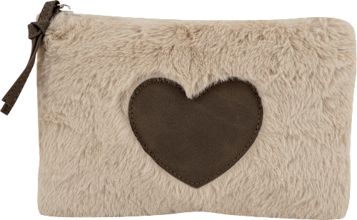 Kosmetiktasche mit Herz-Motiv beige manòu