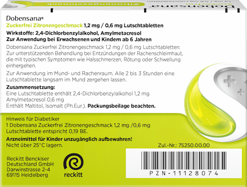 zuckerfrei Zitronengeschmack Lutschtabletten Dobensana
