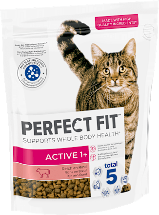 Trockenfutter Katze active 1+ mit Rind, Adult PERFECT FIT