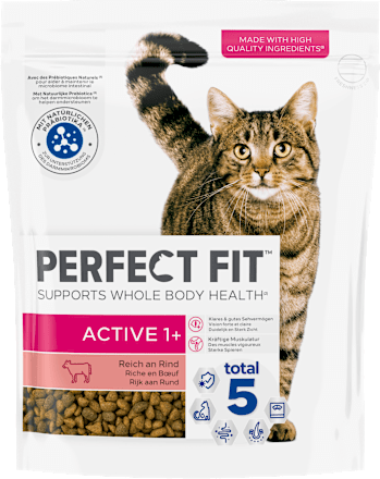Trockenfutter Katze active 1+ mit Rind, Adult PERFECT FIT