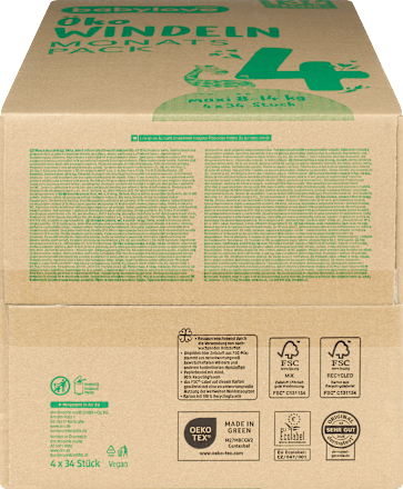 Windeln Öko Gr. 4 maxi (8-14 kg) Monatspack babylove nature
