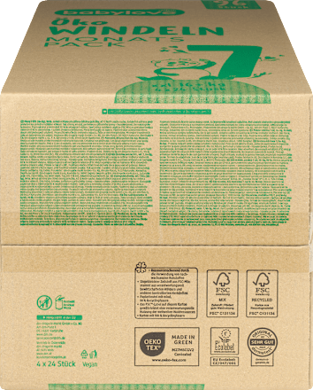 Windeln Öko Gr. 7 xxl (16+ kg), (4x24 St) Monatspack babylove