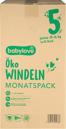Pannolini misura 5 junior (10 - 16 kg), pacco mensile babylove