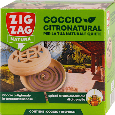 CITRONATURAL COCCIO terakota posuda + 10 spirala za zaštitu od komaraca citronela Zig Zag