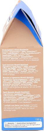 Dinkelkekse Müsli mit Haselnüsse SOMMER