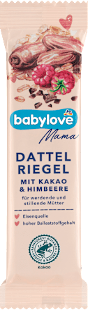 Dattelriegel Kakao-Himbeere babylove Mama