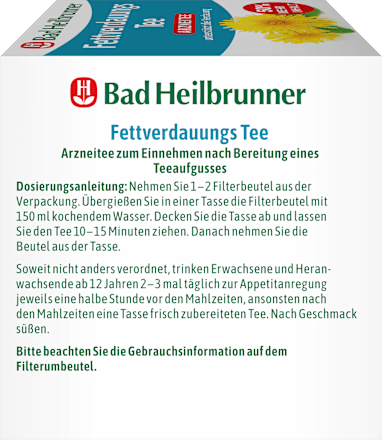 Arzneitee, Fettverdauungs Tee (12 Beutel) Bad Heilbrunner