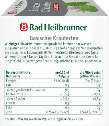 Kräutertee, Basische Kräuter (12 Beutel) Bad Heilbrunner