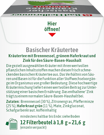 Kräutertee, Basische Kräuter (12 Beutel) Bad Heilbrunner