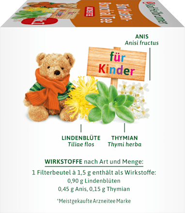 Arzneitee, Husten-Bronchial Tee für Kinder (12 Beutel) Bad Heilbrunner