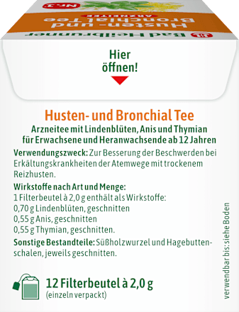 Arzneitee, Husten- & Bronchial Tee (12 Beutel) Bad Heilbrunner