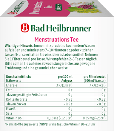 Kräutertee, Menstruations Tee (12 Beutel) Bad Heilbrunner