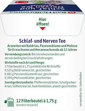 Arzneitee, Schlaf- & Nerven Tee (12 Beutel) Bad Heilbrunner