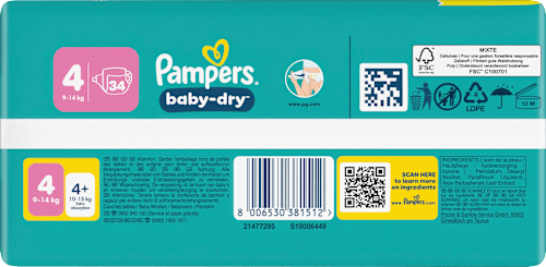 Windeln Gr. 4 (9-14 kg) Pampers baby-dry