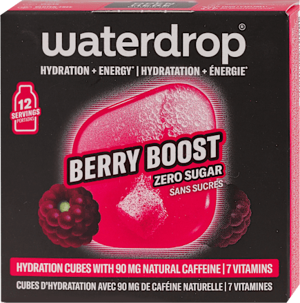 BERRY BOOST - osvežavajuće bezalkoholno piće sa ukusom kupine, sa kofeinom i kola oraha, sa zaslađivačem i vitaminima waterdrop