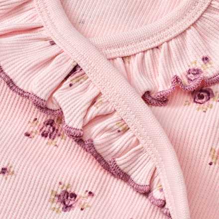 Wickelbody mit Ripp-Struktur & Blumen-Muster, rosa, Gr. 62/68 ALANA
