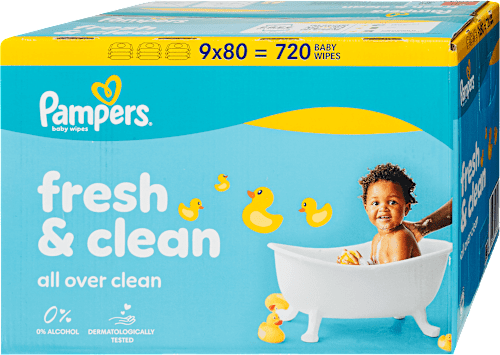 Vlhčené utierky Fresh Clean 9 x 80 Pampers